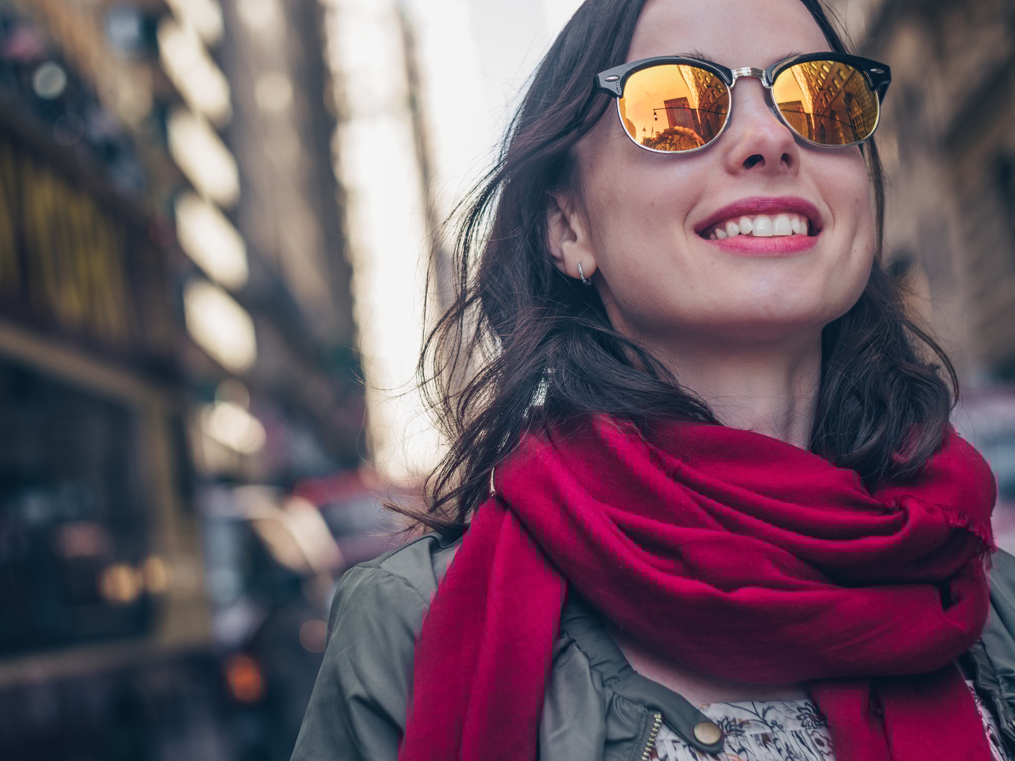Smiling girl in sunglasses